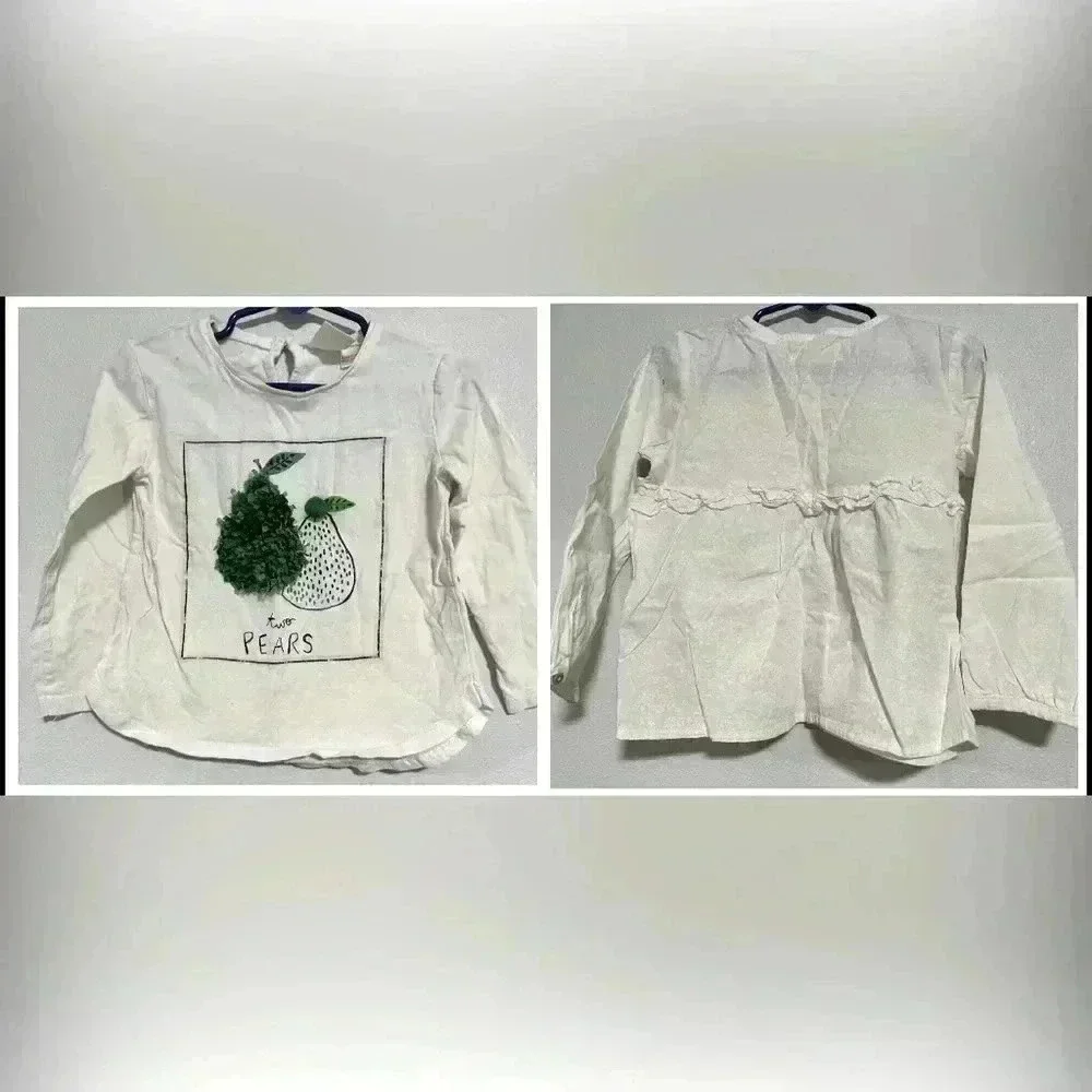 265. Zara baby girl embroidered white blouse set of 2 sz 3/4 years